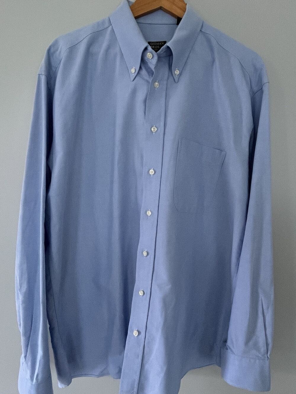 Gitman Bros Oxford Shirt Mens XL Blue Chambray Button Down USA Made OCBD EUC
